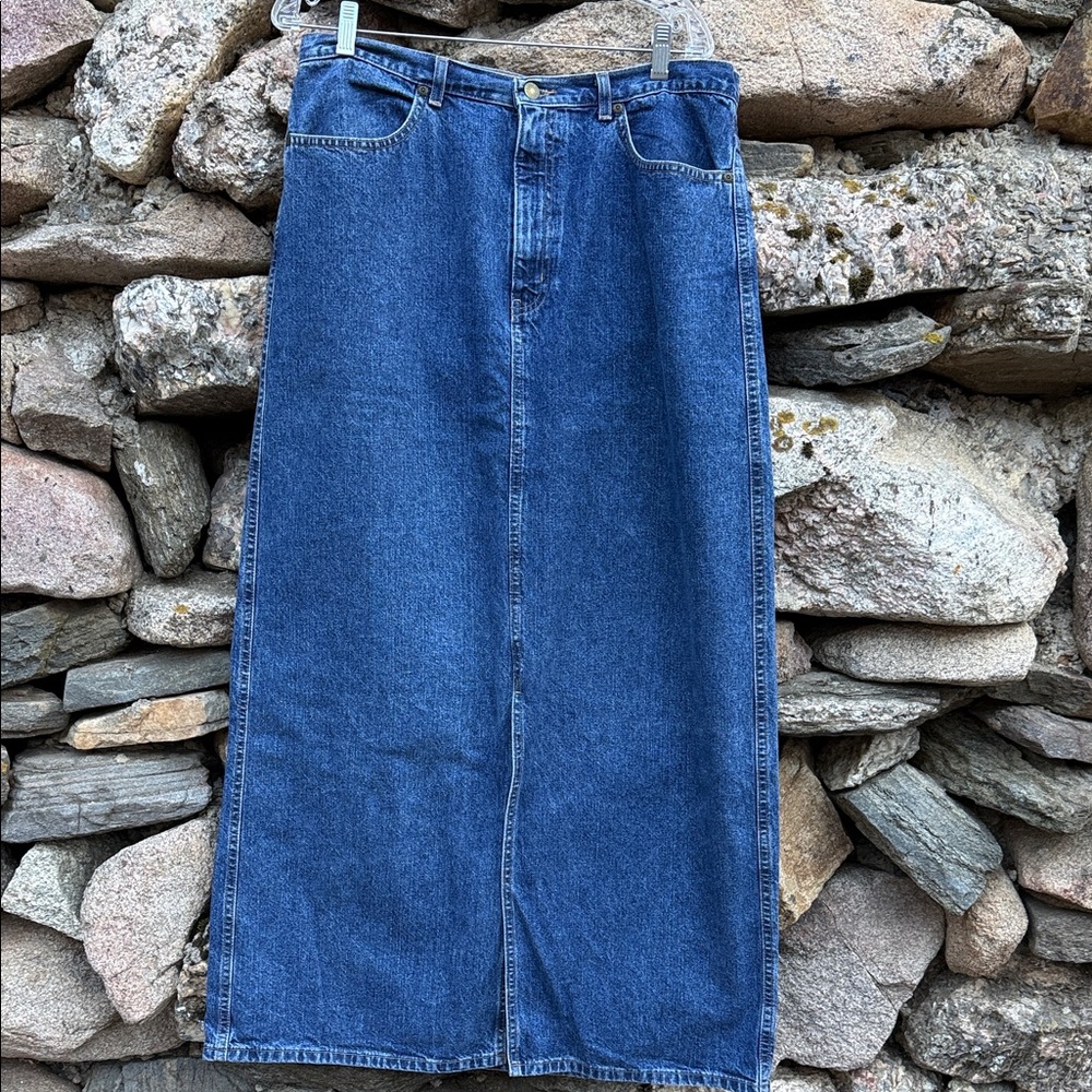 💙 Eddie Bauer Denim Maxi Skirt – Women’s 14 Tall – 100% Cotton 💙